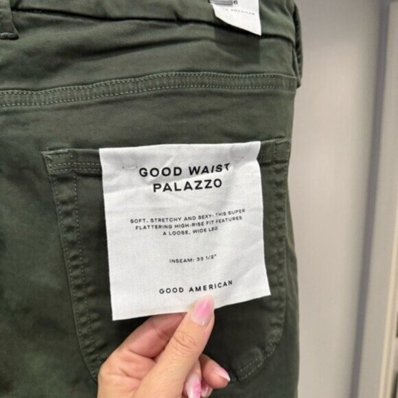 Good American Women's Size 16 Green Good Waist‎ Palazzo Wide Leg Pant Jeans - Picture 7 of 12